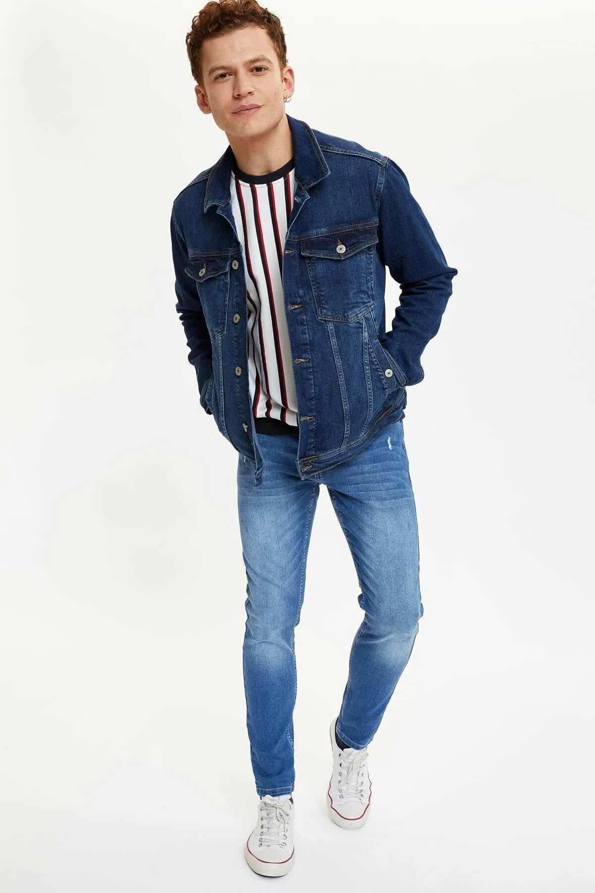 HB Mens Denim Jacket Stretchable Fine Lycra