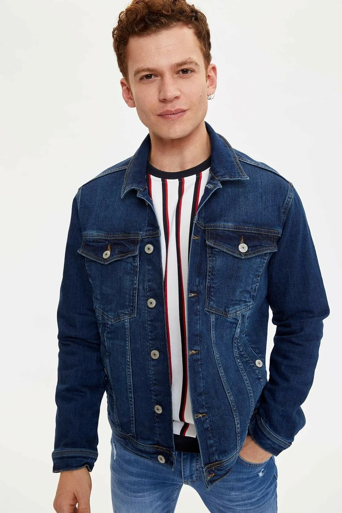 HB Mens Denim Jacket Stretchable Fine Lycra