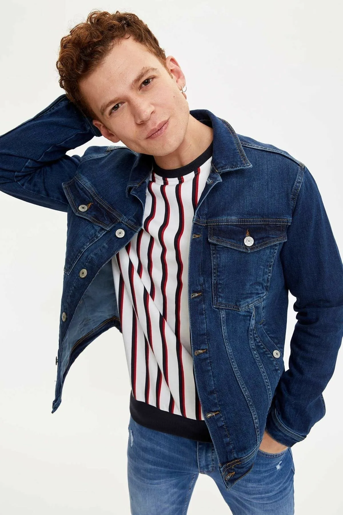 HB Mens Denim Jacket Stretchable Fine Lycra