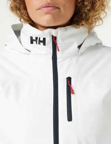 Helly Hansen Women's Crew Hooded Midlayer Fleece Lined Waterproof Rain Jacket, 001 White, Small