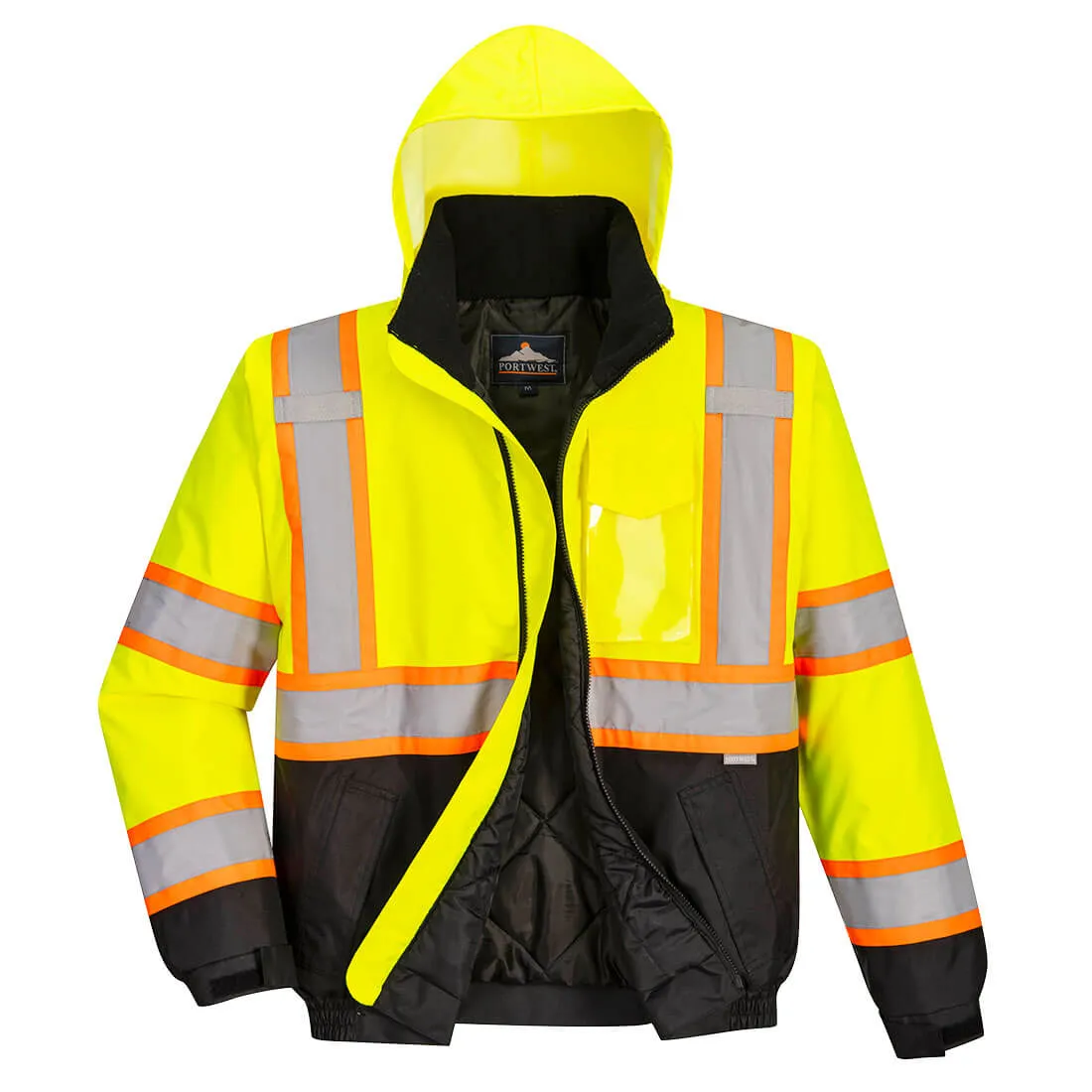 Hi-Vis Contrast Tape Bomber Jacket - US368 | Durable, Waterproof, Wind-Resistant Safety Outerwear for Low-Light Conditions