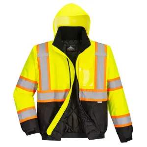 Hi-Vis Contrast Tape Bomber Jacket - US368 | Durable, Waterproof, Wind-Resistant Safety Outerwear for Low-Light Conditions