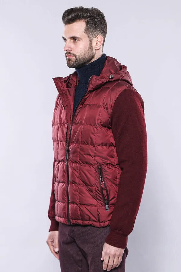 Hooded Burgundy Coat Jacket - Wessi