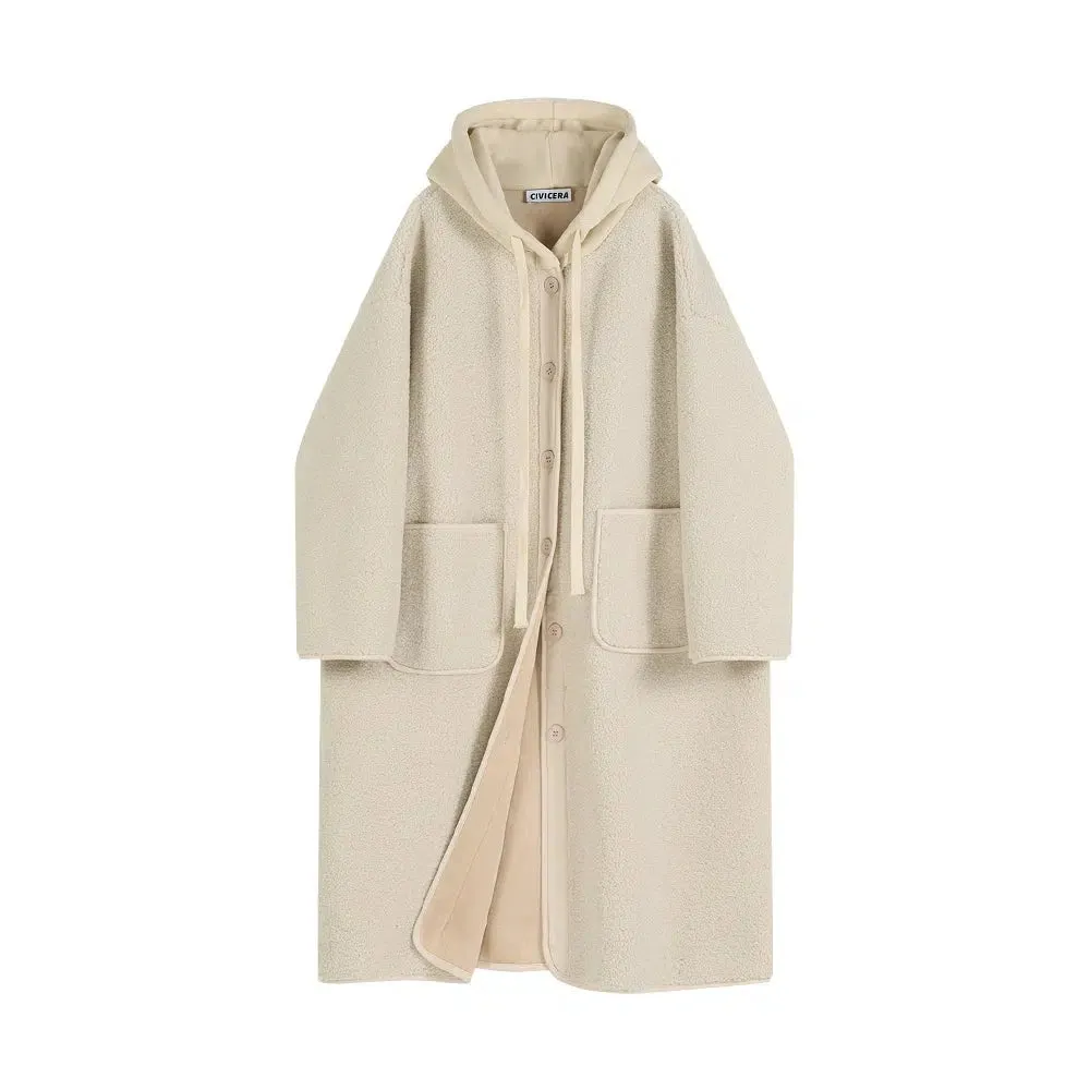 Hooded Pockets Wool Coat