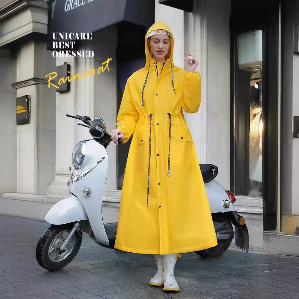 Hooded Raincoat Riding Riot Poncho with Pocket Electric Bicycle Adult Raincoat Wholesale Man's and Women's Long Rain Jacket
