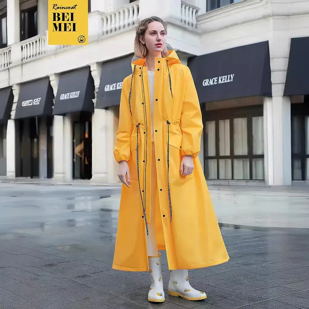 Hooded Raincoat Riding Riot Poncho with Pocket Electric Bicycle Adult Raincoat Wholesale Man's and Women's Long Rain Jacket