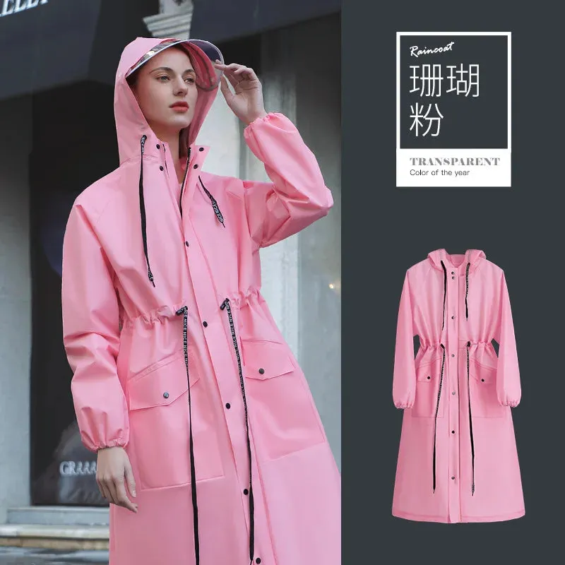 Hooded Raincoat Riding Riot Poncho with Pocket Electric Bicycle Adult Raincoat Wholesale Man's and Women's Long Rain Jacket
