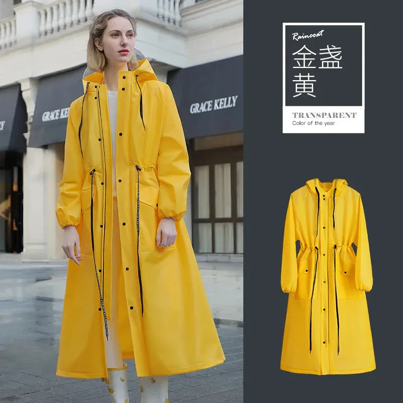 Hooded Raincoat Riding Riot Poncho with Pocket Electric Bicycle Adult Raincoat Wholesale Man's and Women's Long Rain Jacket
