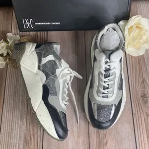 INC Black/Grey/Silver Bubble Sneakers 7.5