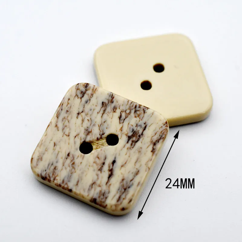 Irregular Beige Marble Resin Decorative Buttons for Women 48 Pack