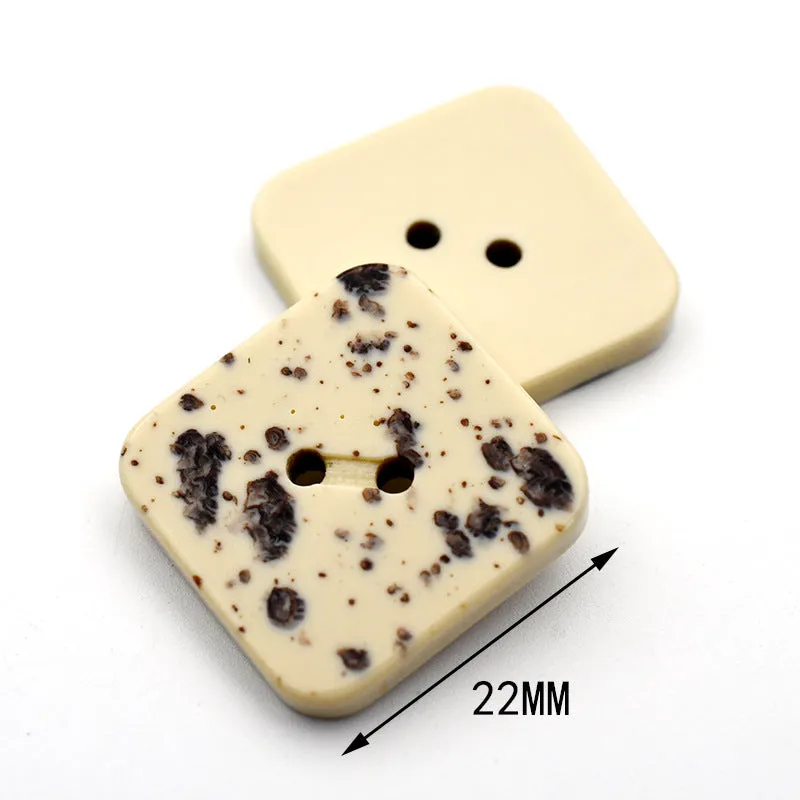 Irregular Beige Marble Resin Decorative Buttons for Women 48 Pack