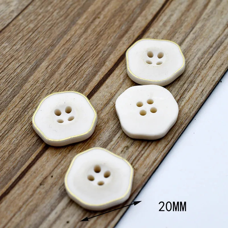 Irregular Beige Marble Resin Decorative Buttons for Women 48 Pack