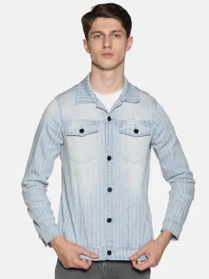 Kultprit Men's Full Sleeves Denim Jackets With Striped