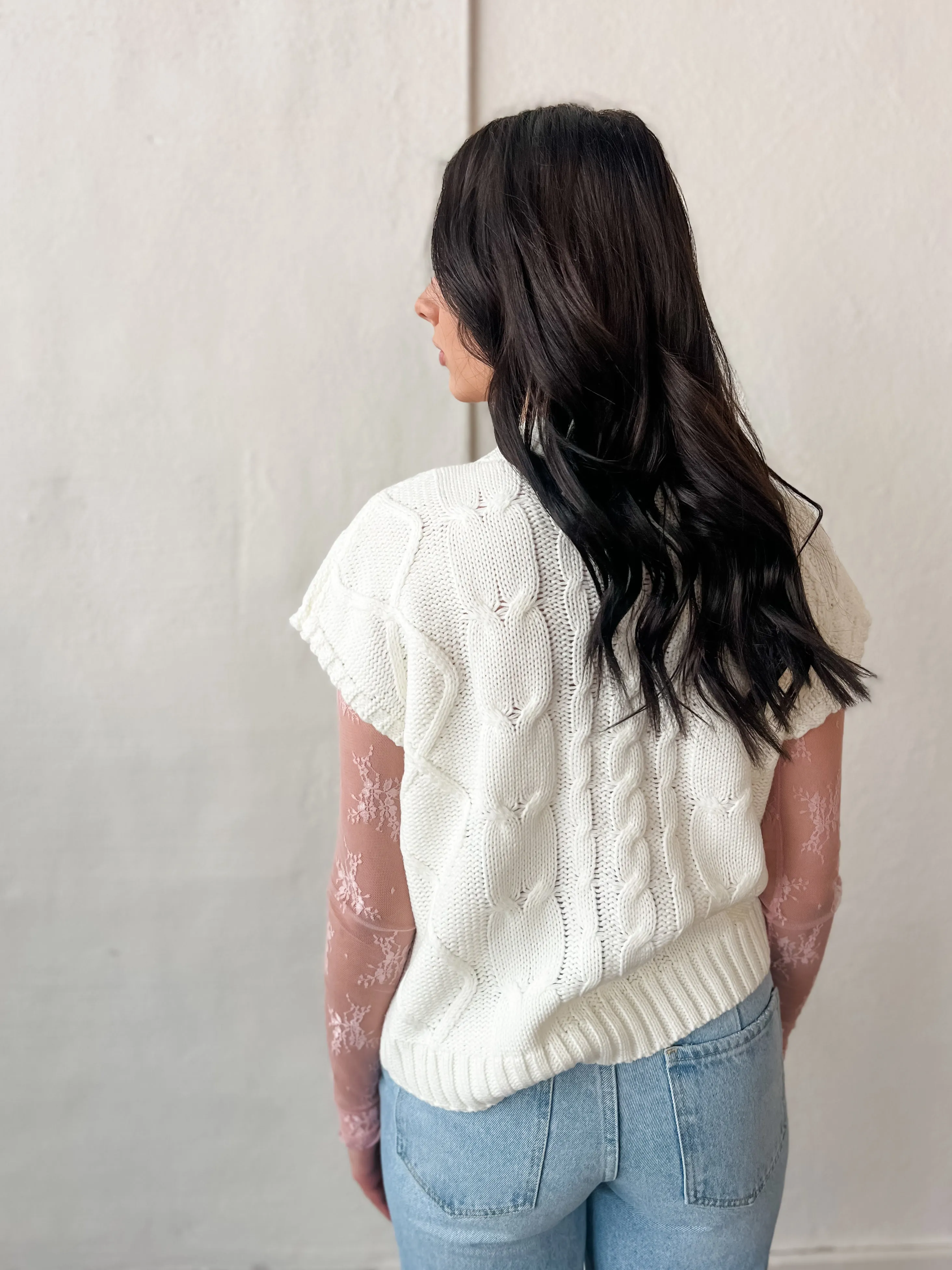 Laced-Up Love Sweater Vest - Ivory