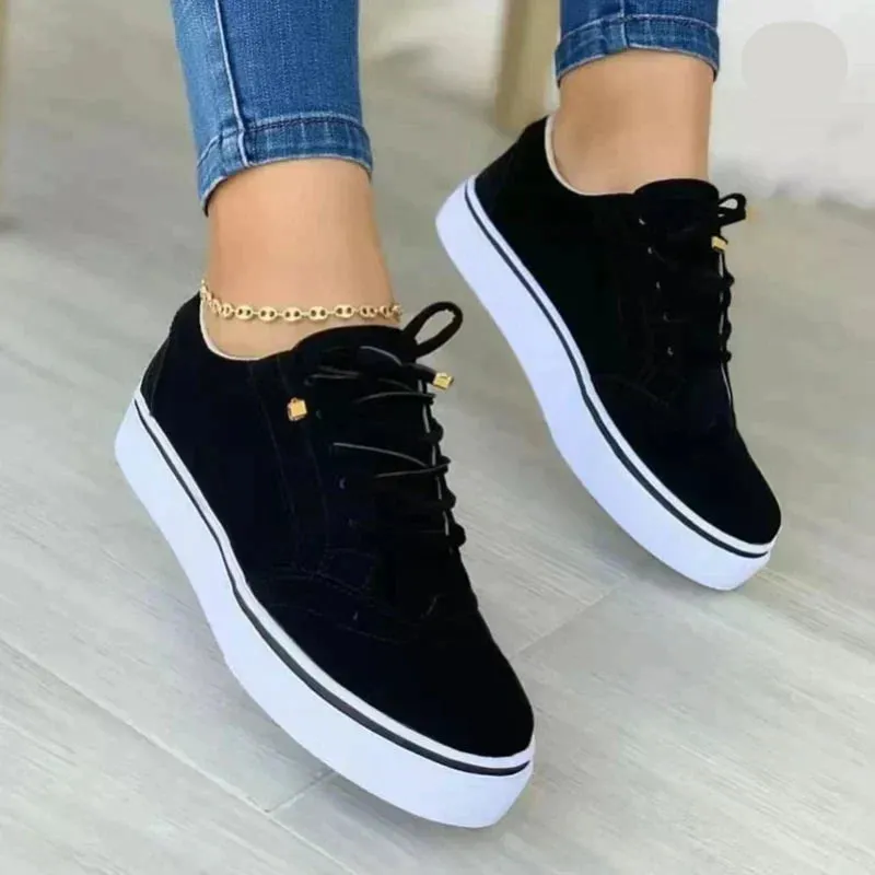 Ladies' Brown Lace-Up Sneakers for Women - Trendy Casual Shoes