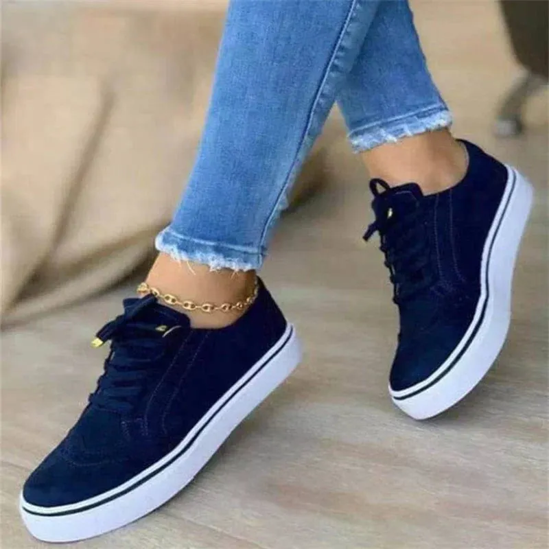Ladies' Brown Lace-Up Sneakers for Women - Trendy Casual Shoes
