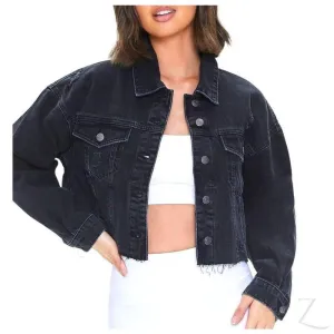Ladies Super Strong Cropped Denim Jacket | Ripped | "Fele"