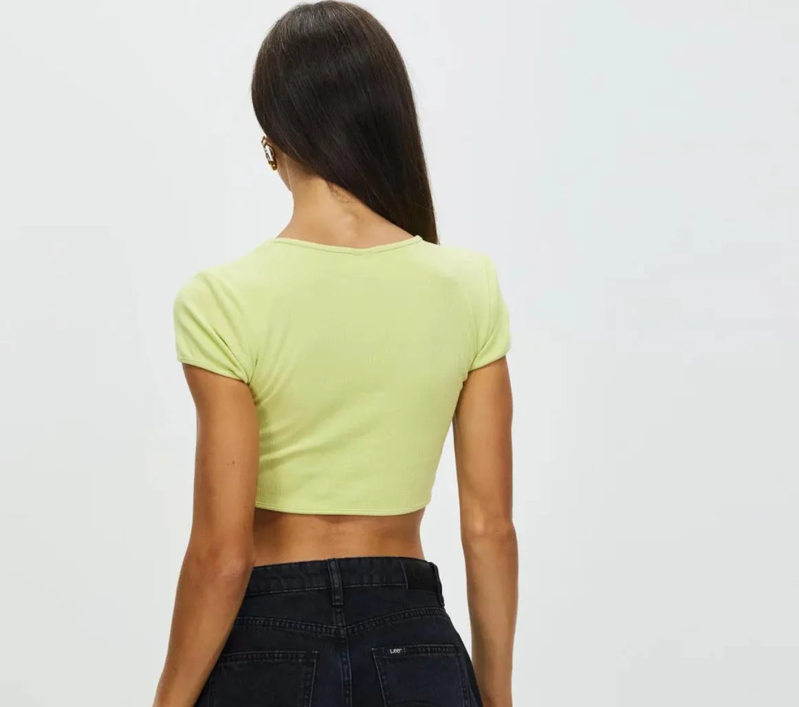 Lee Womens Cropped Lime Sherbert Shirt Size 14 (New)