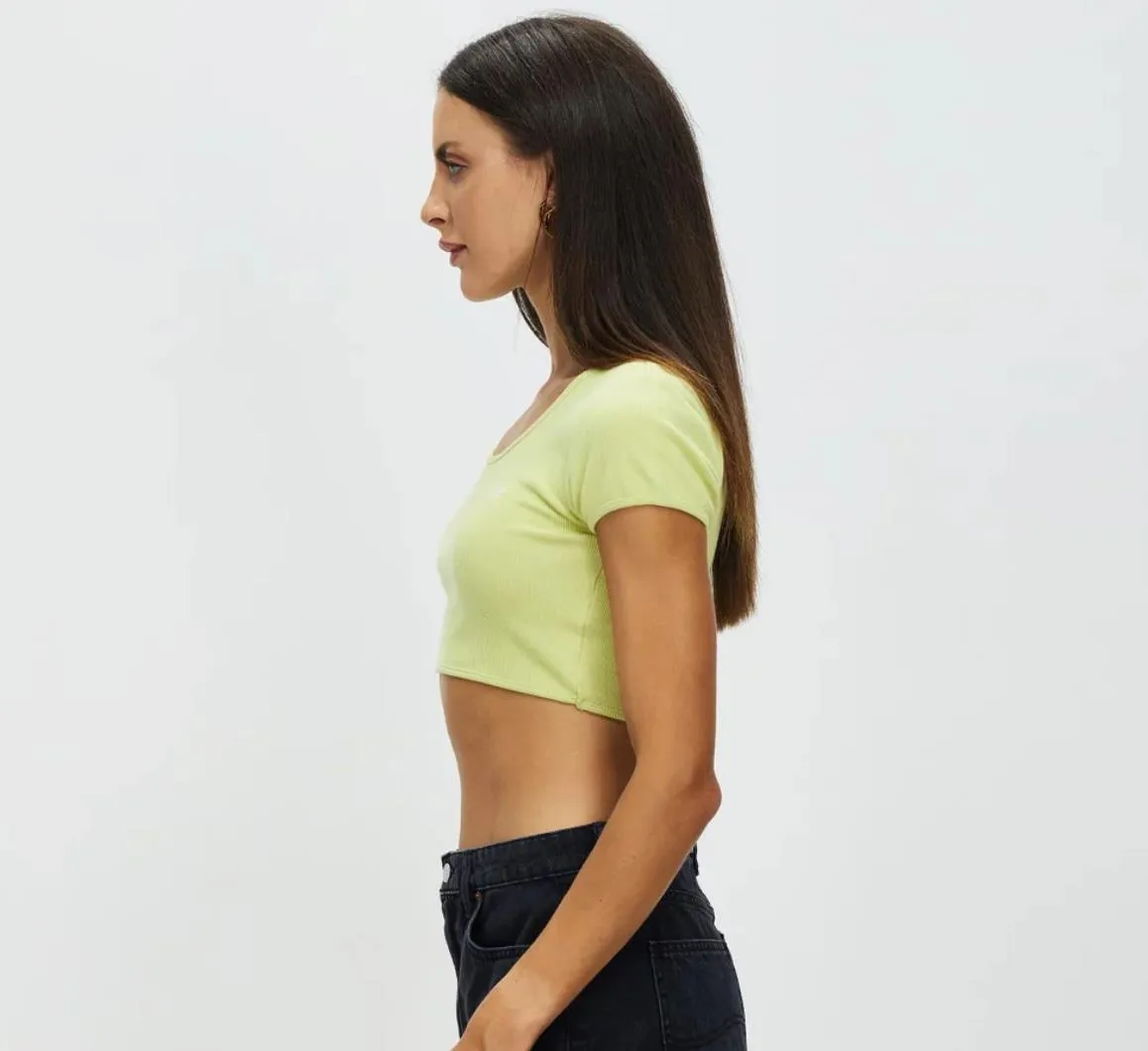Lee Womens Cropped Lime Sherbert Shirt Size 14 (New)