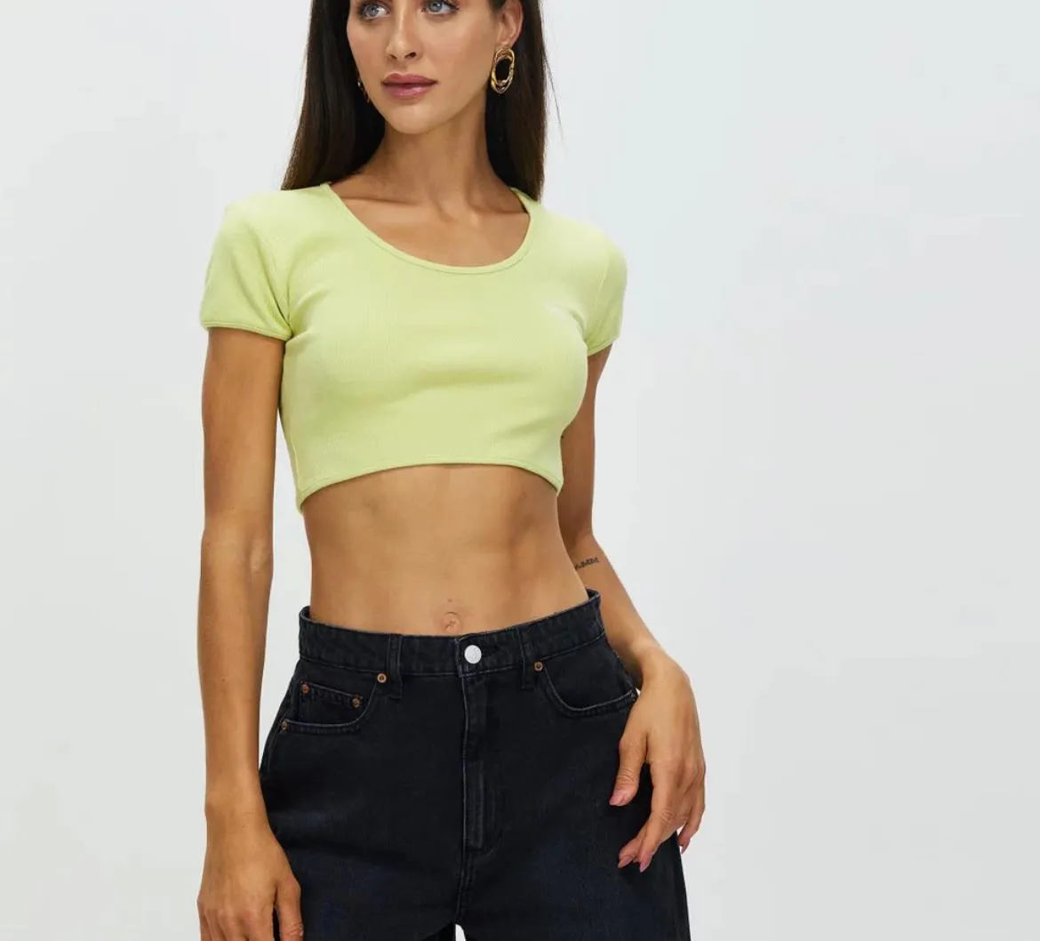 Lee Womens Cropped Lime Sherbert Shirt Size 14 (New)