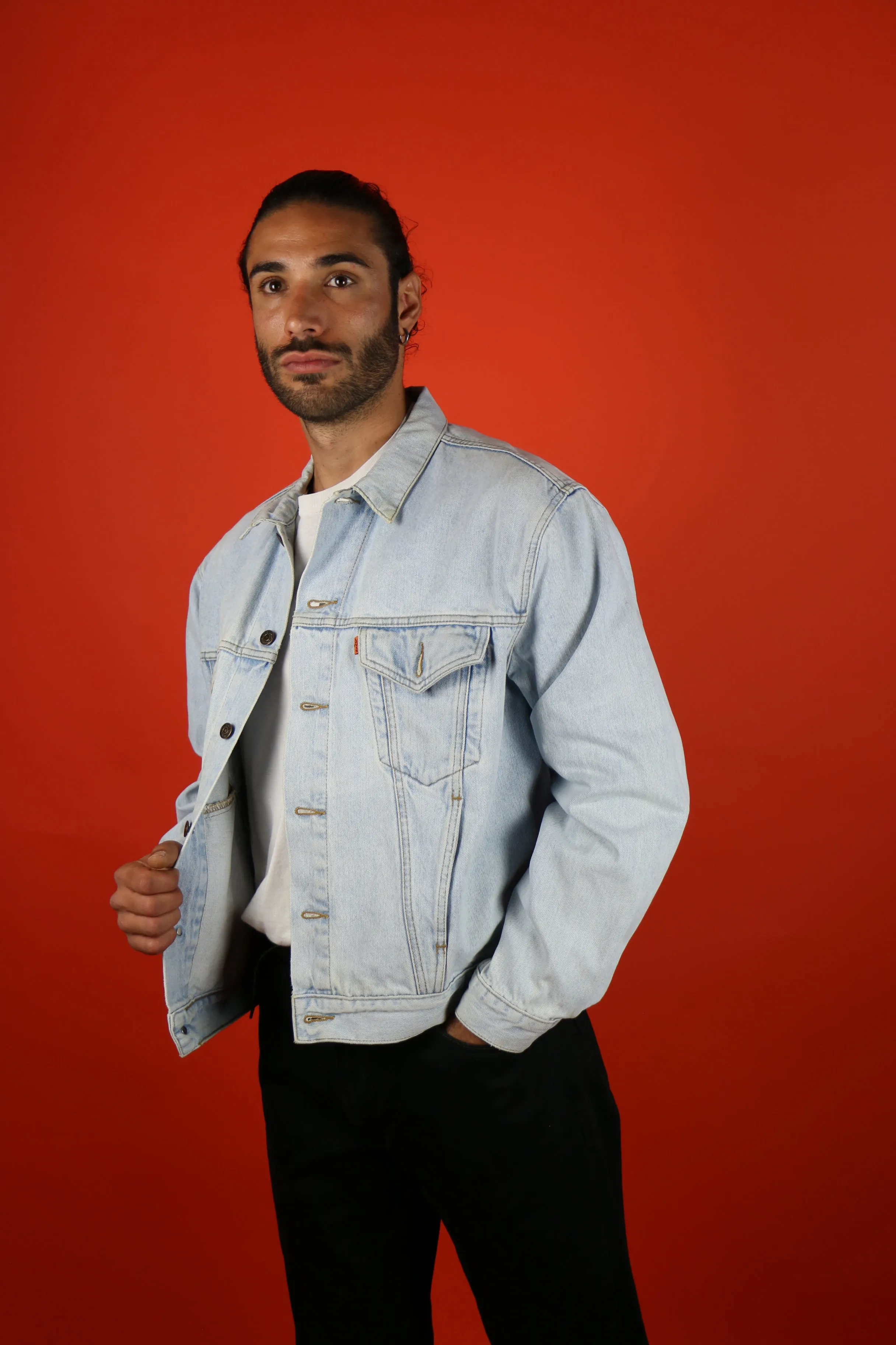 Levis Trucker Denim Jacket Orange Tab