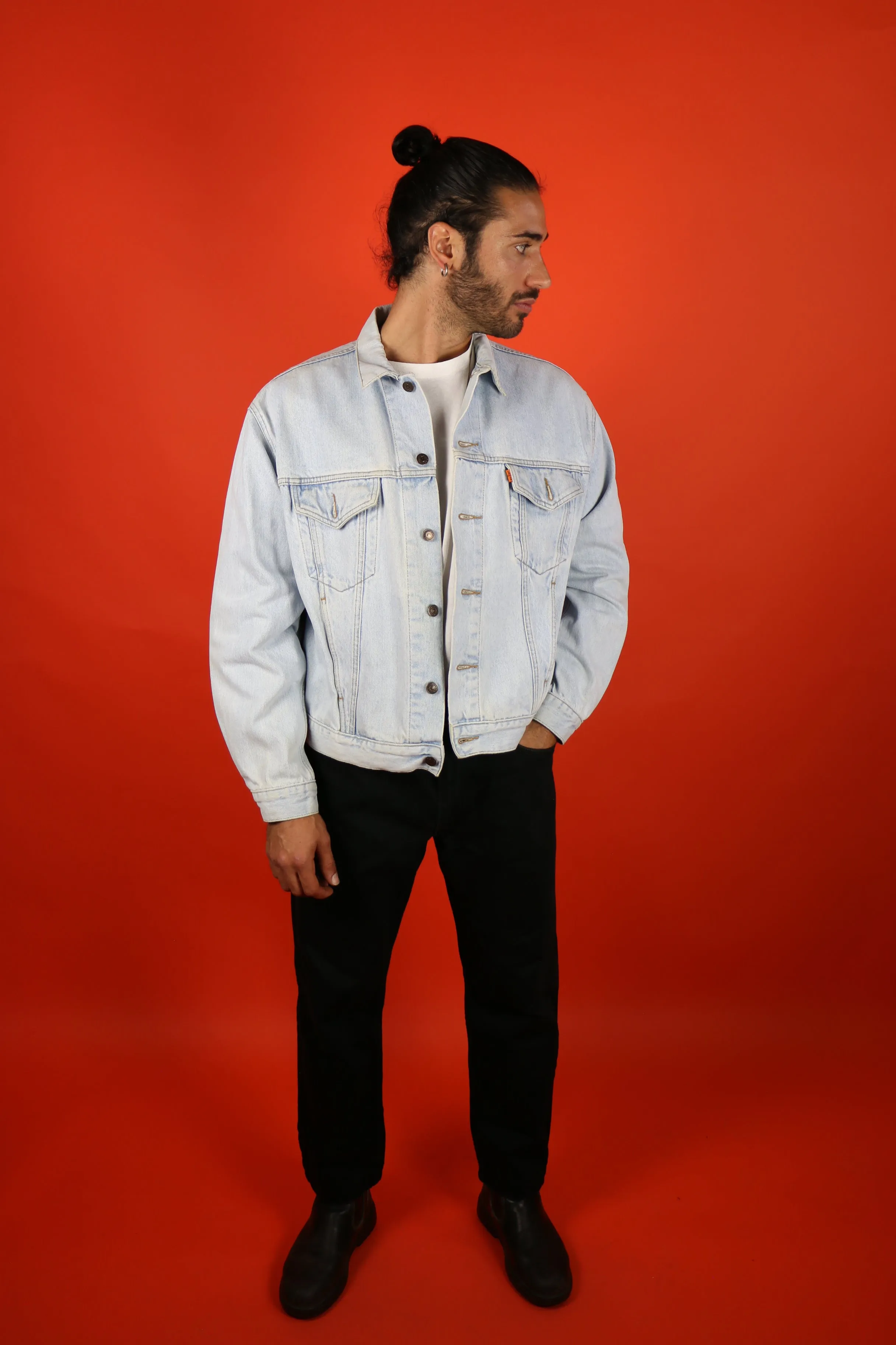 Levis Trucker Denim Jacket Orange Tab