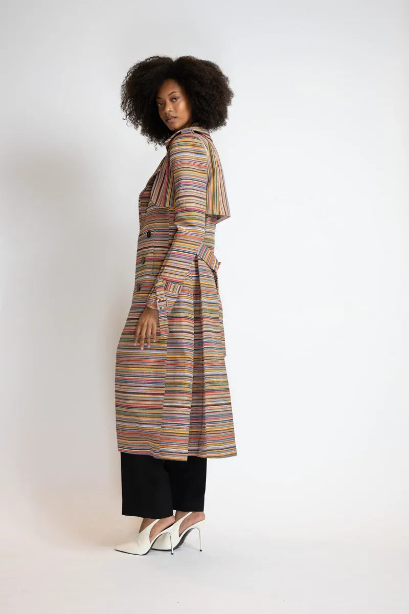 Mashru Jacquard Trench Coat
