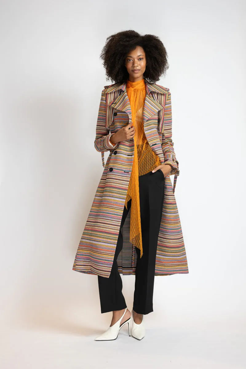Mashru Jacquard Trench Coat