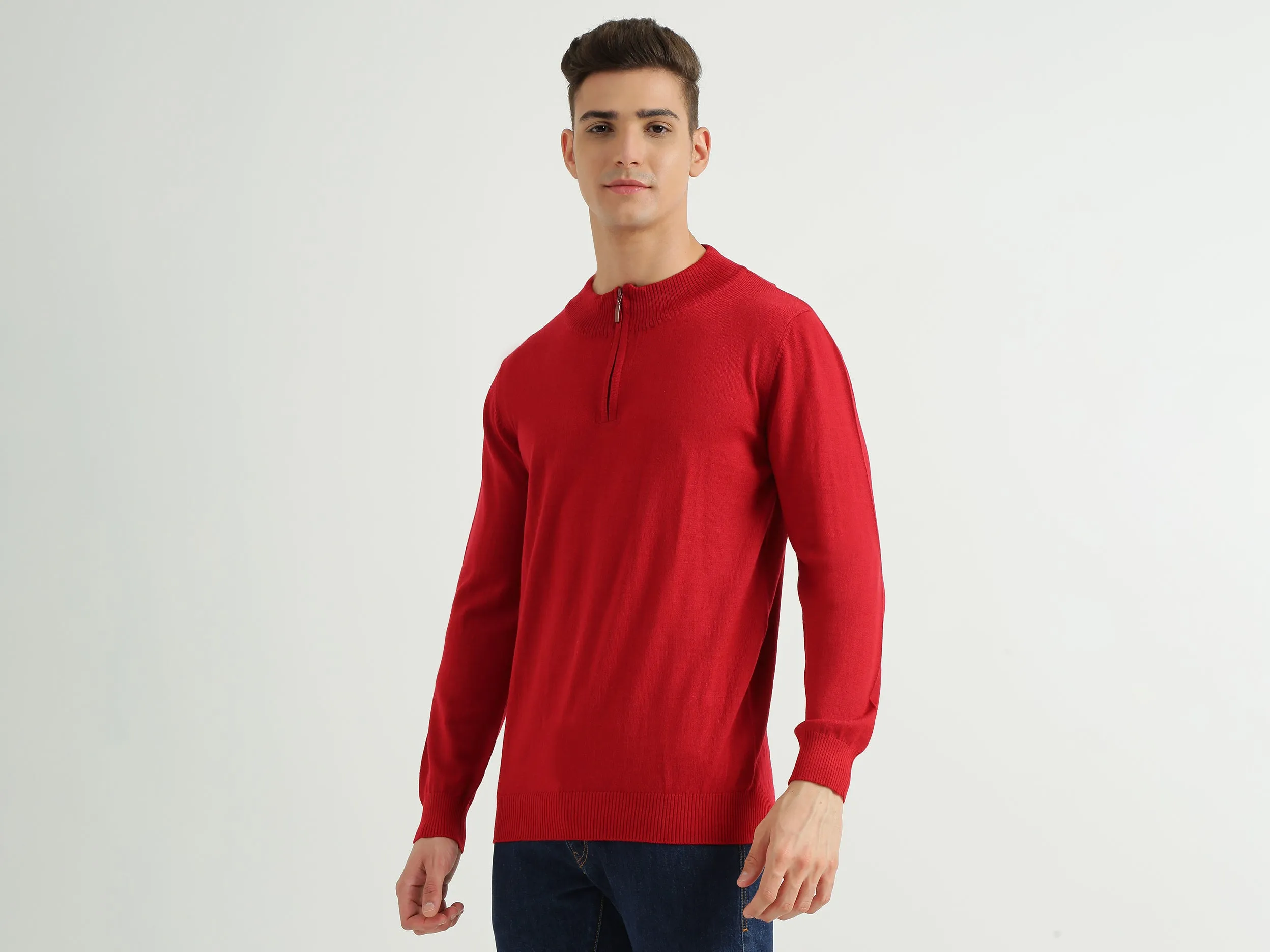 Men Solid High Neck Sweater