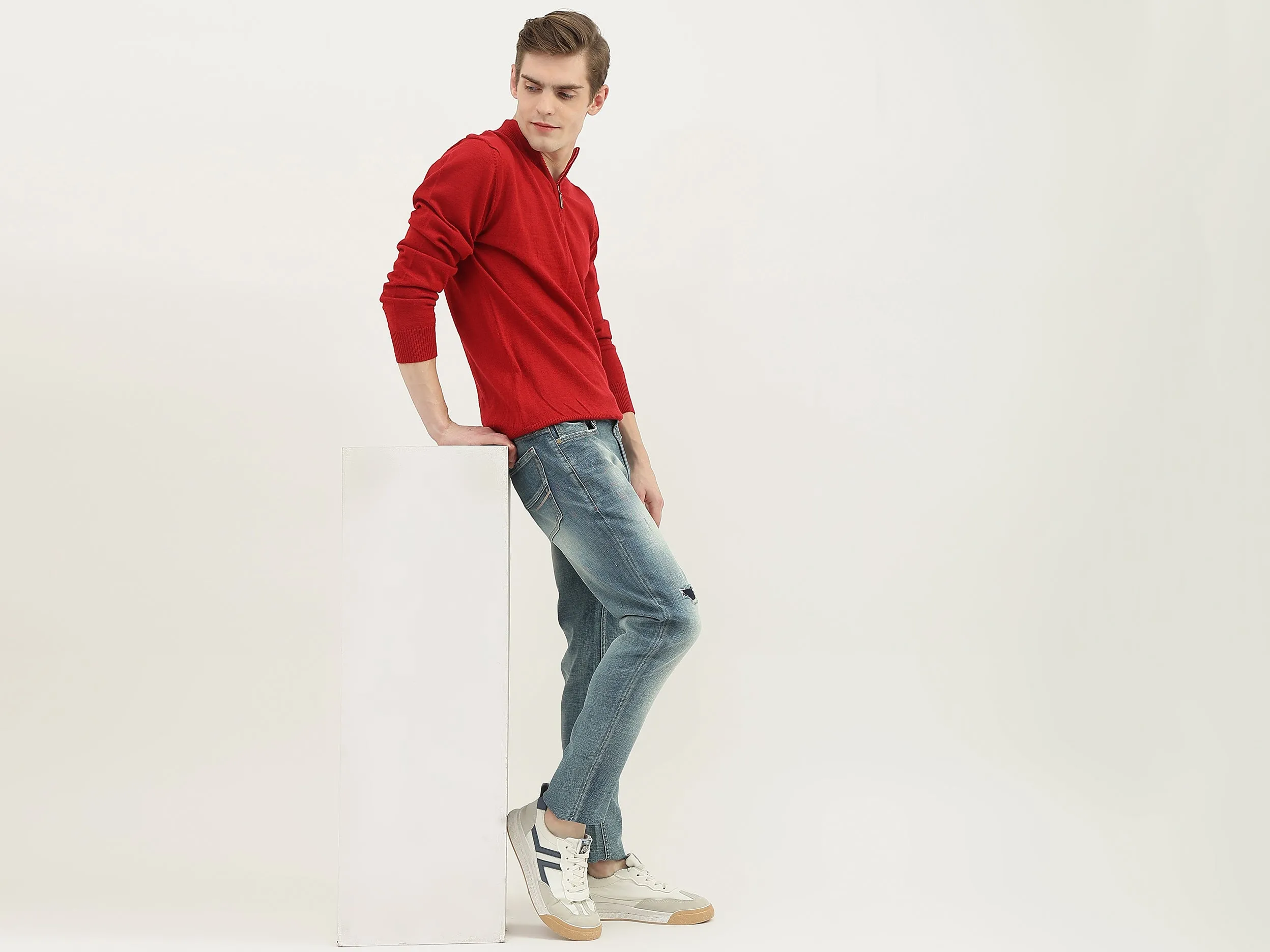 Men Solid High Neck Sweater
