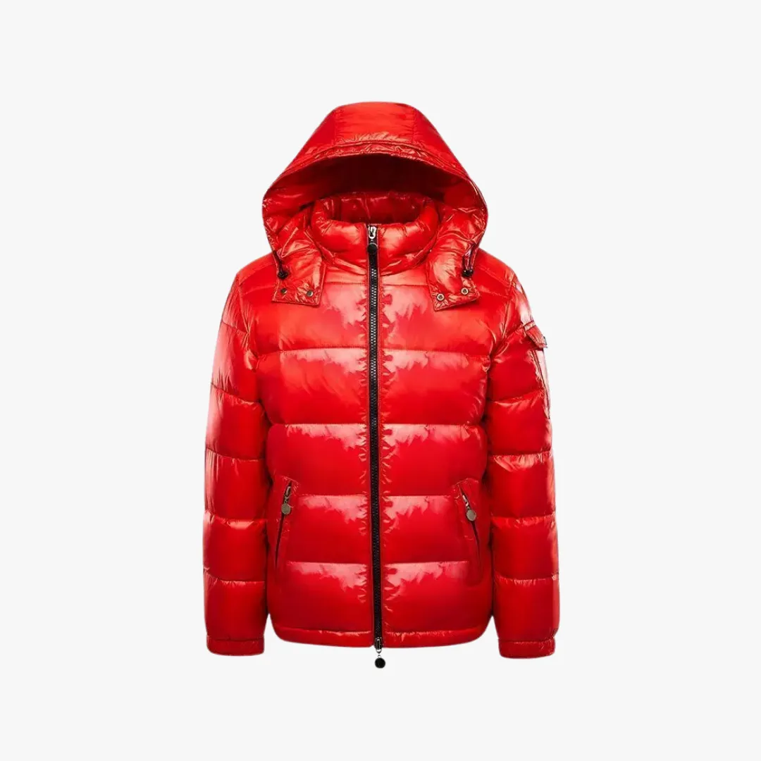 Men's Puffer Jacket with Cozy Hood - Stylish Winter Outerwear for Cold Weather