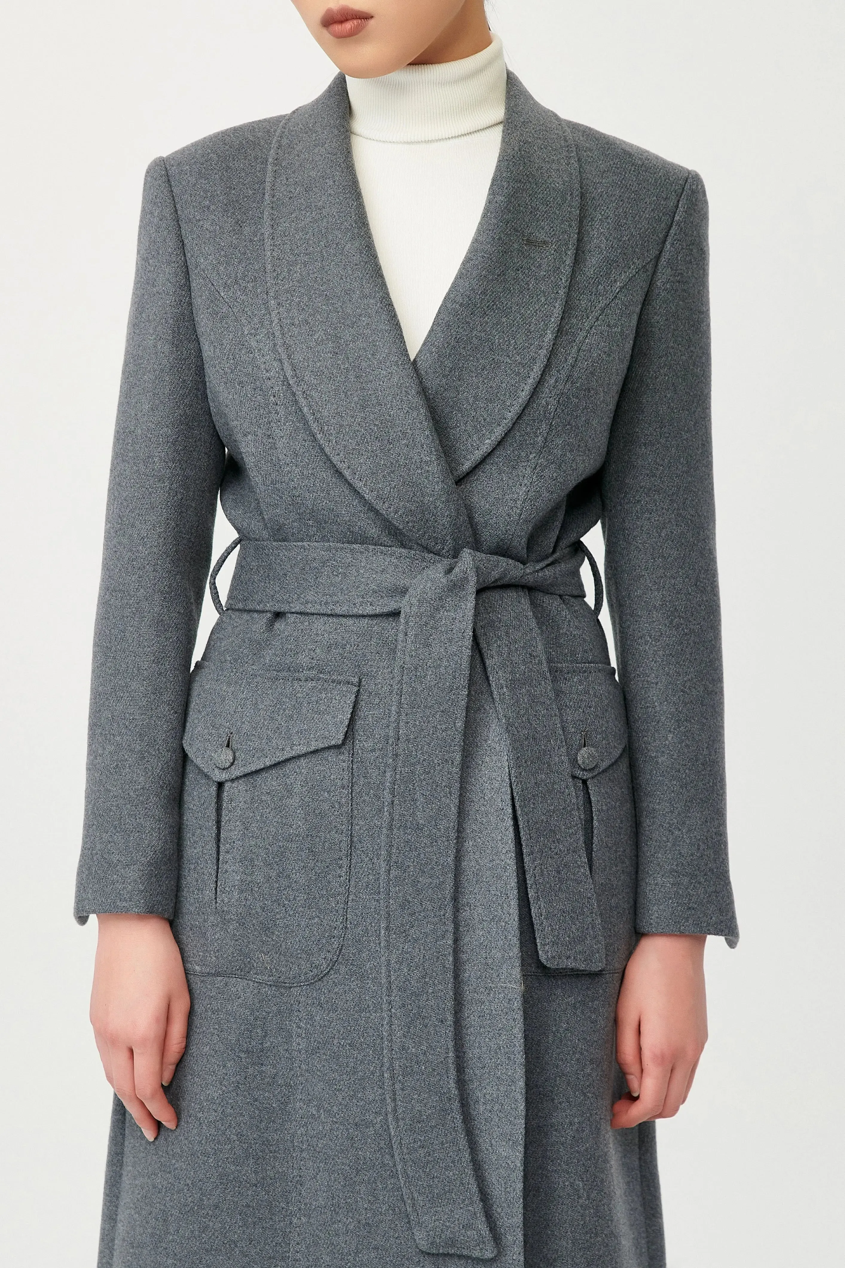 Mirage Wool Wrap Coat with Belt