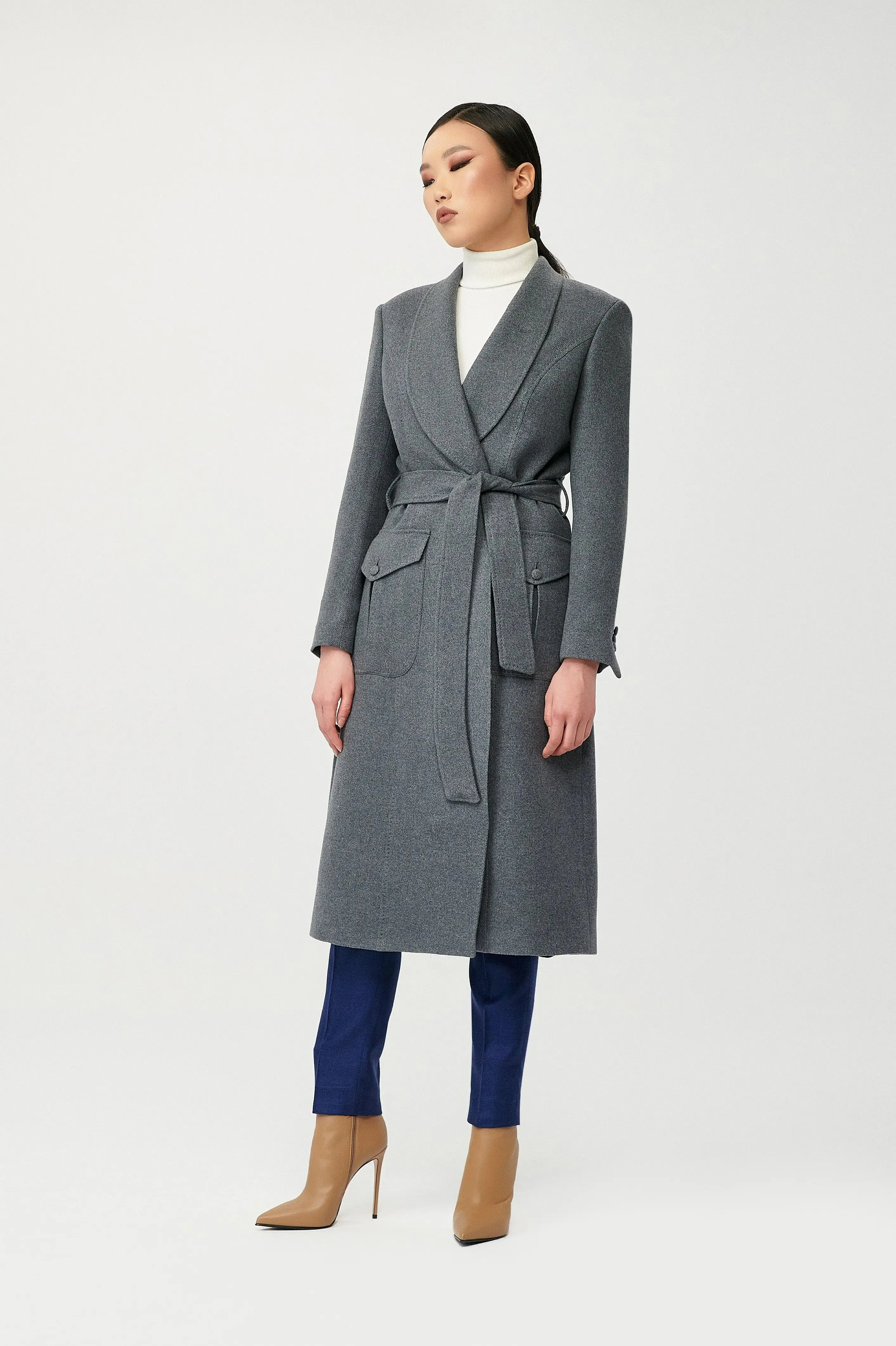 Mirage Wool Wrap Coat with Belt