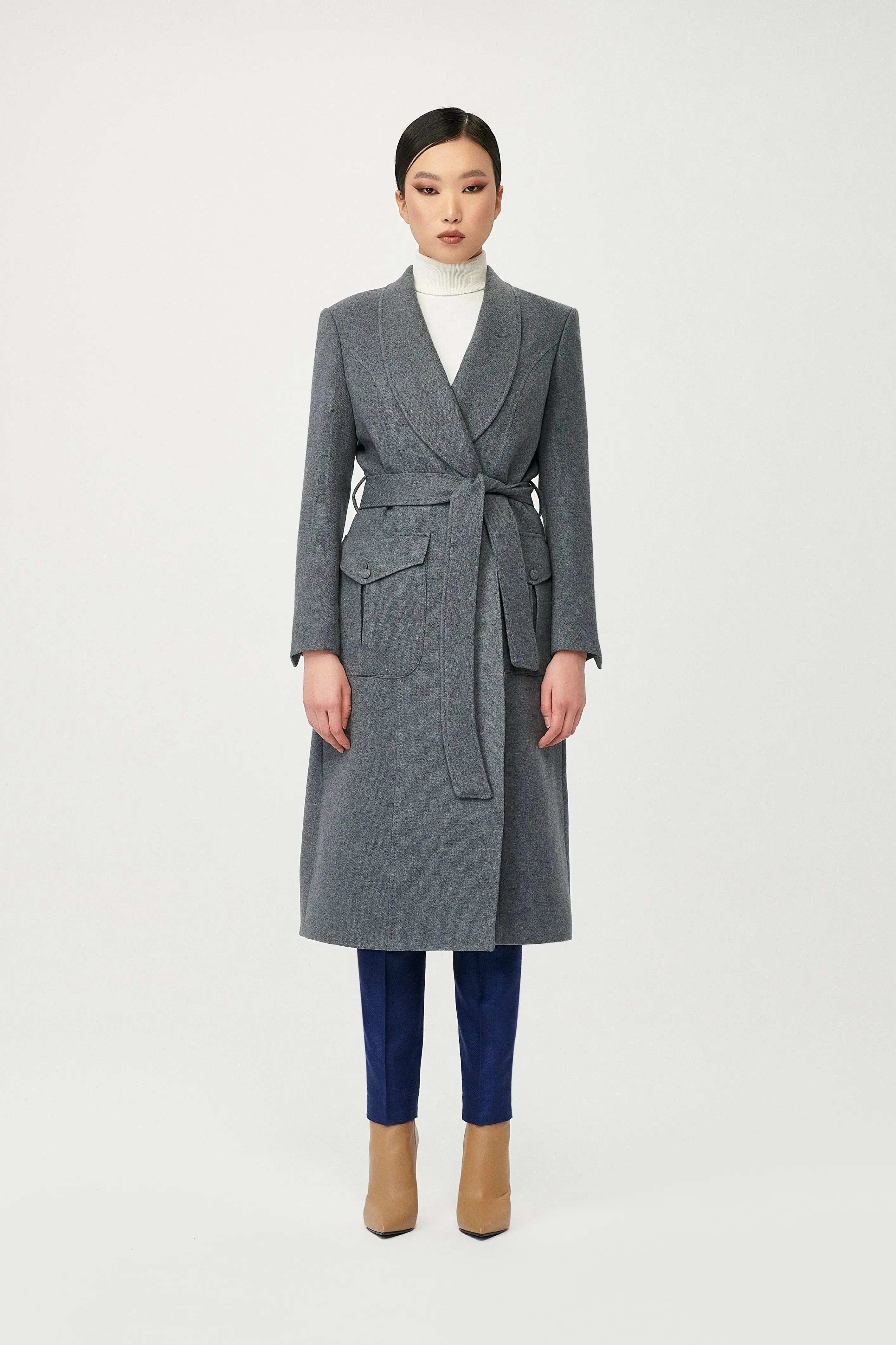Mirage Wool Wrap Coat with Belt
