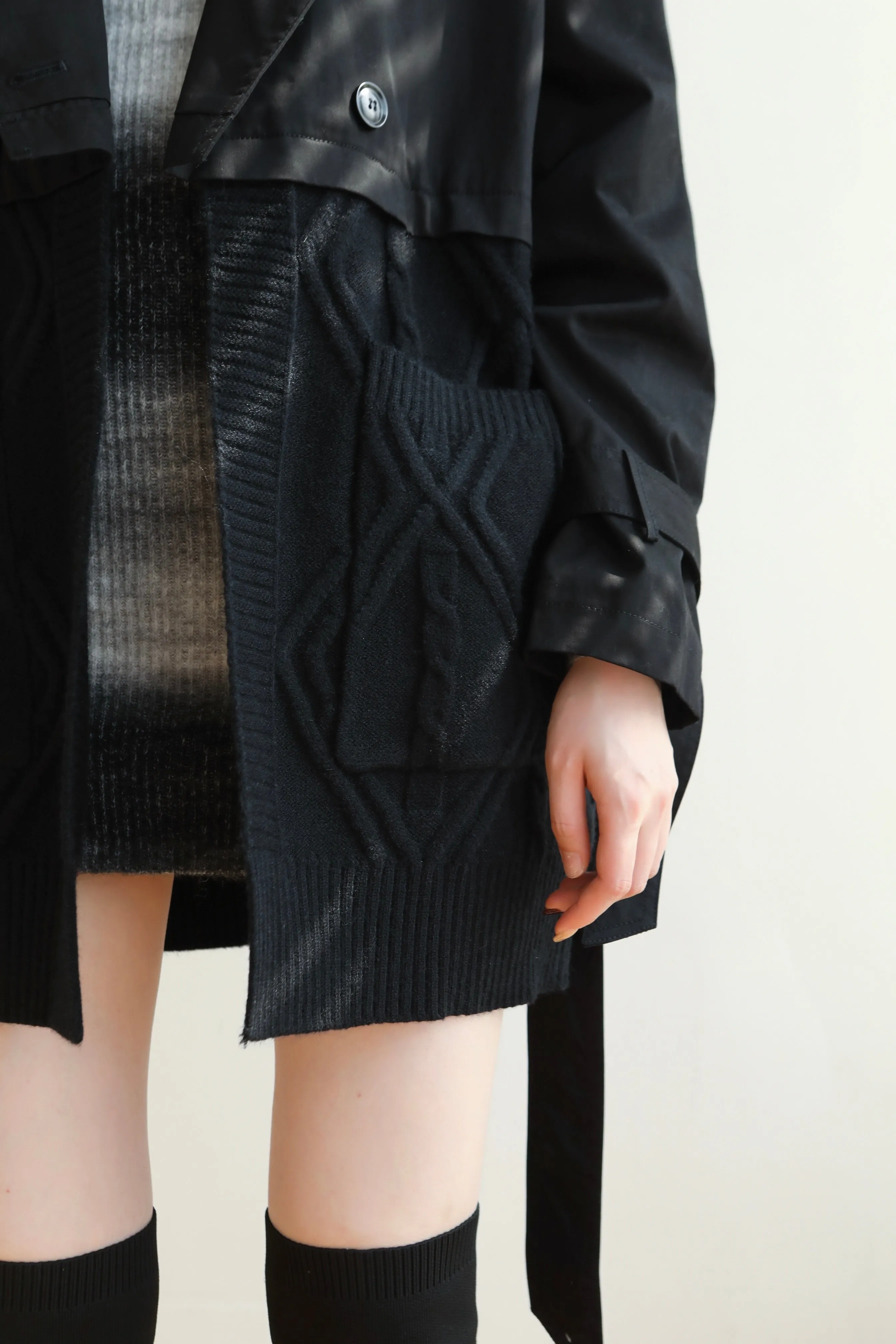 Mix And Match Belted Trench Coat - Black