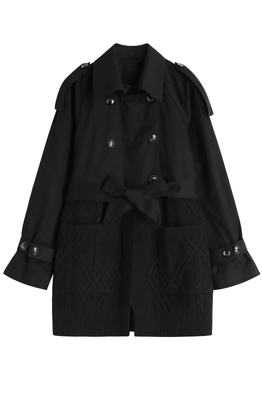 Mix And Match Belted Trench Coat - Black