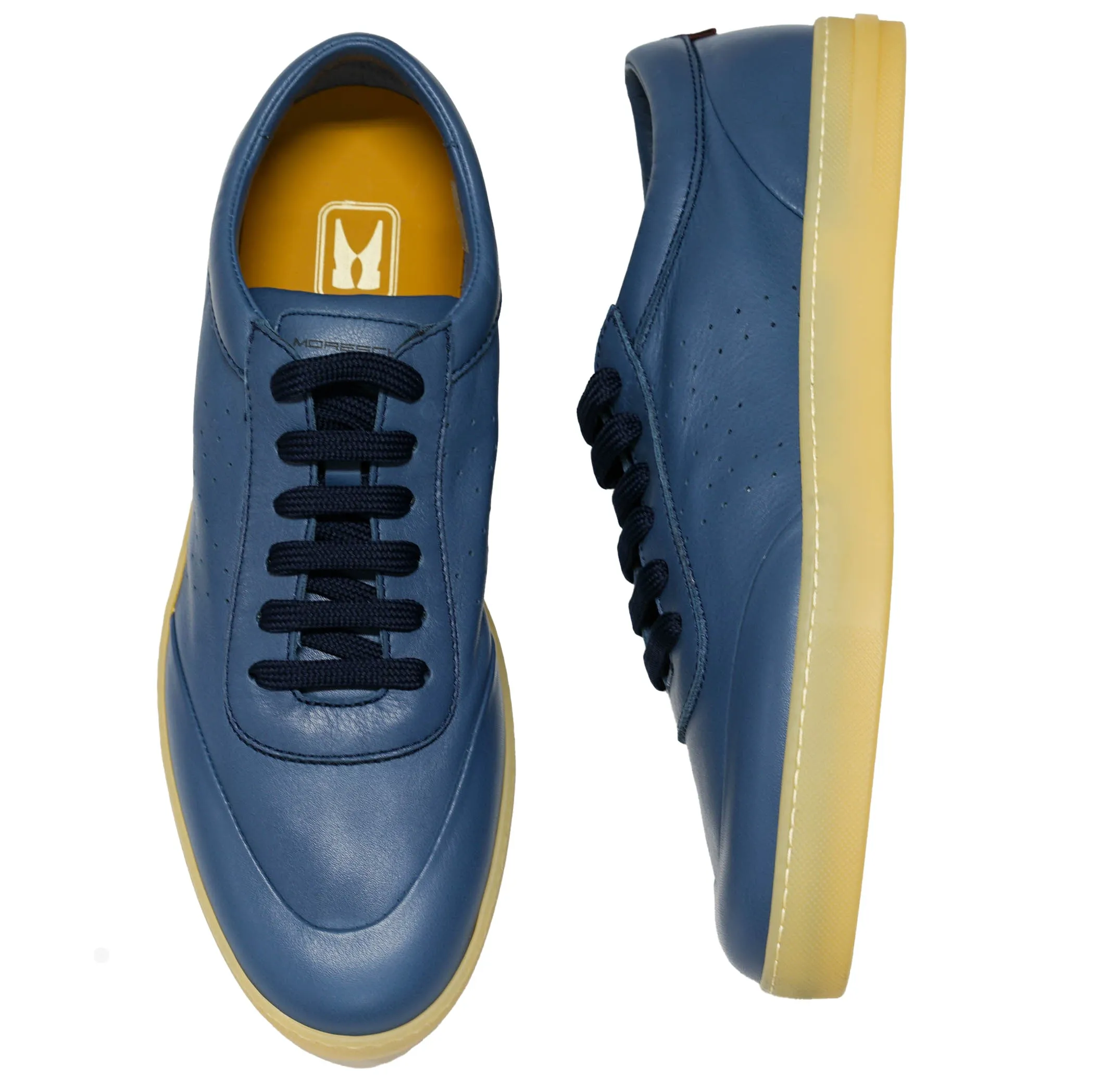Moreschi Men's Blue Marine Leather Sneaker 44428 30% off