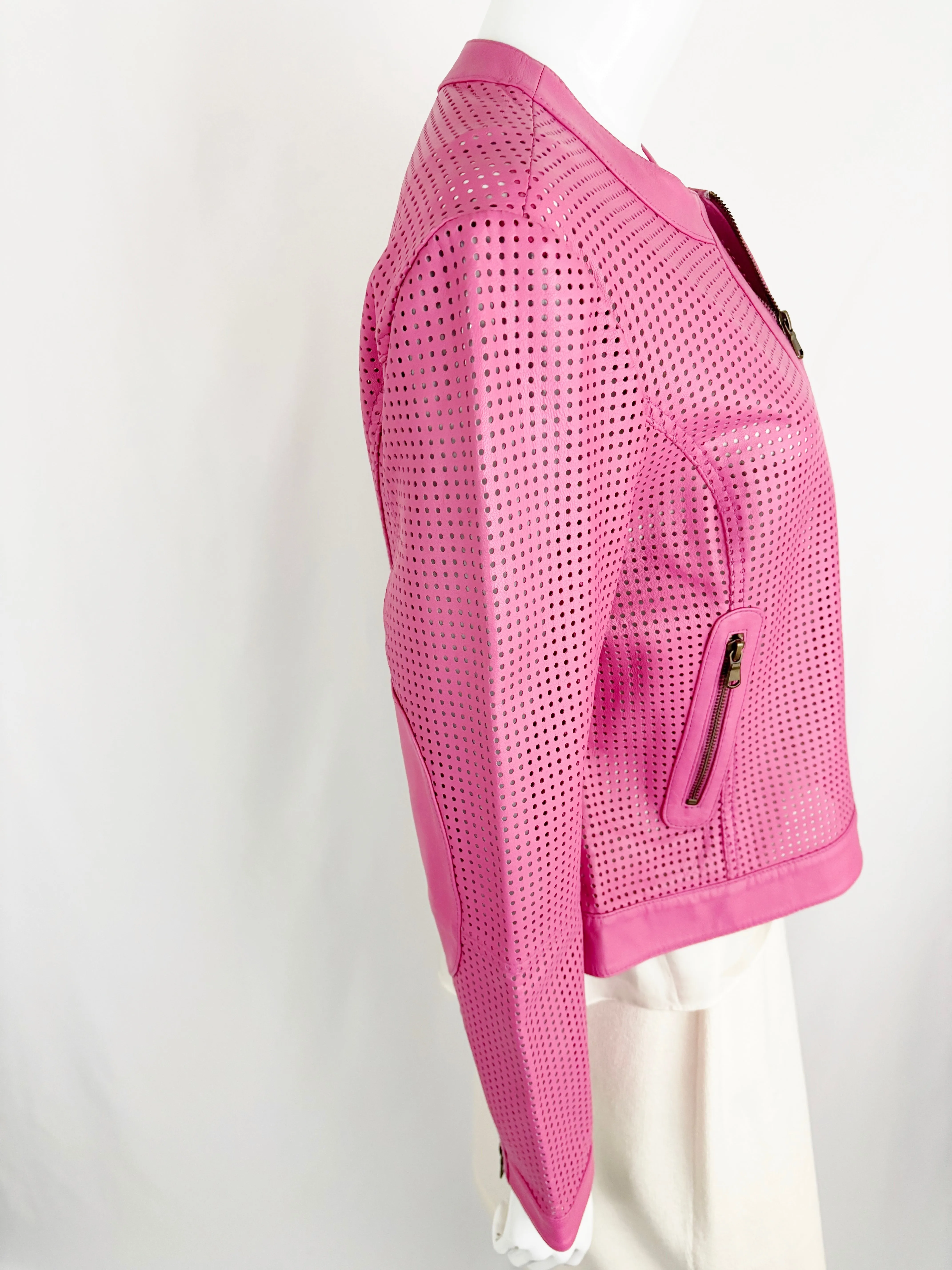 NEW Iris Setlakwe Leather Perforated Jacket Size 8