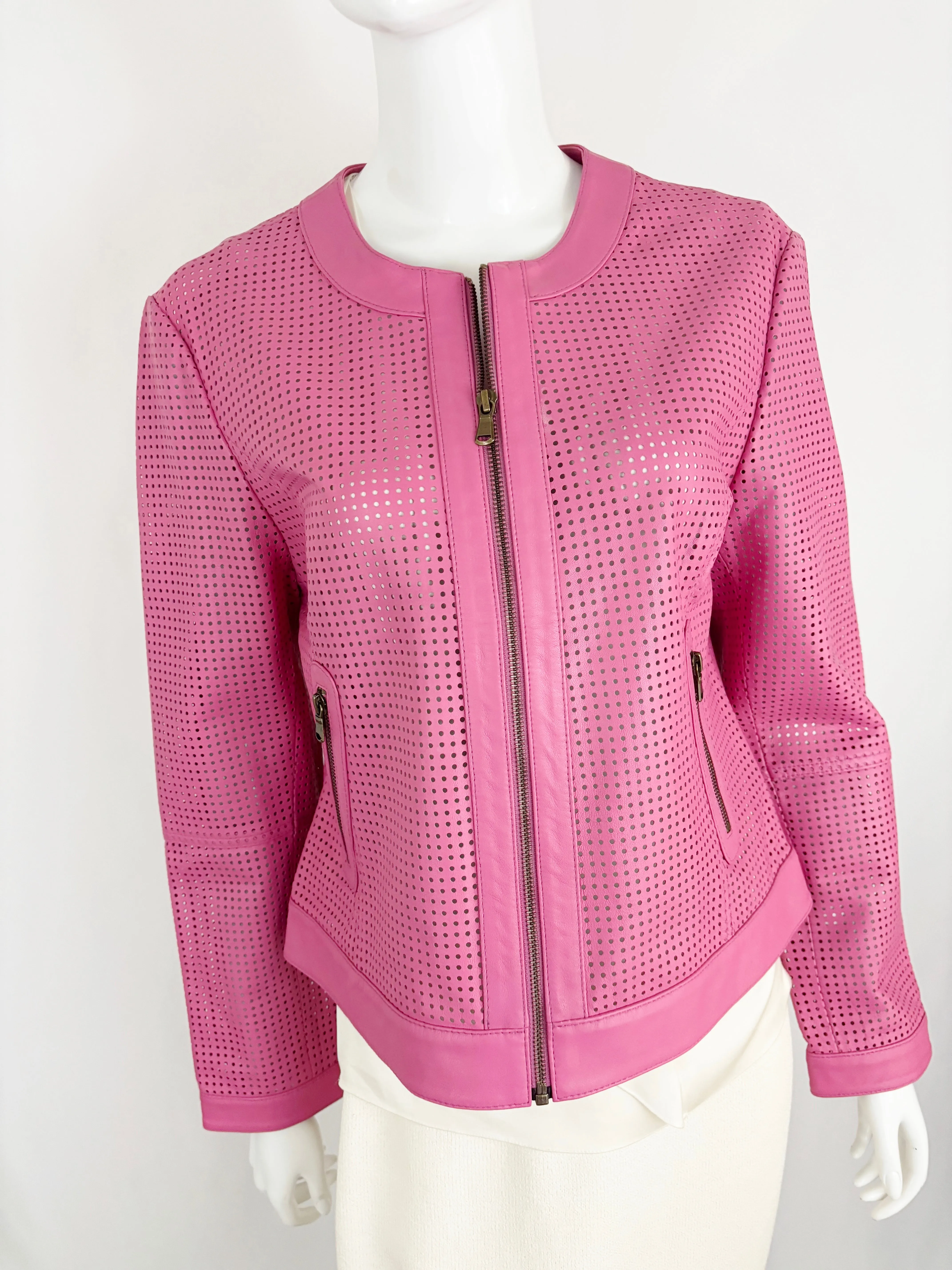 NEW Iris Setlakwe Leather Perforated Jacket Size 8