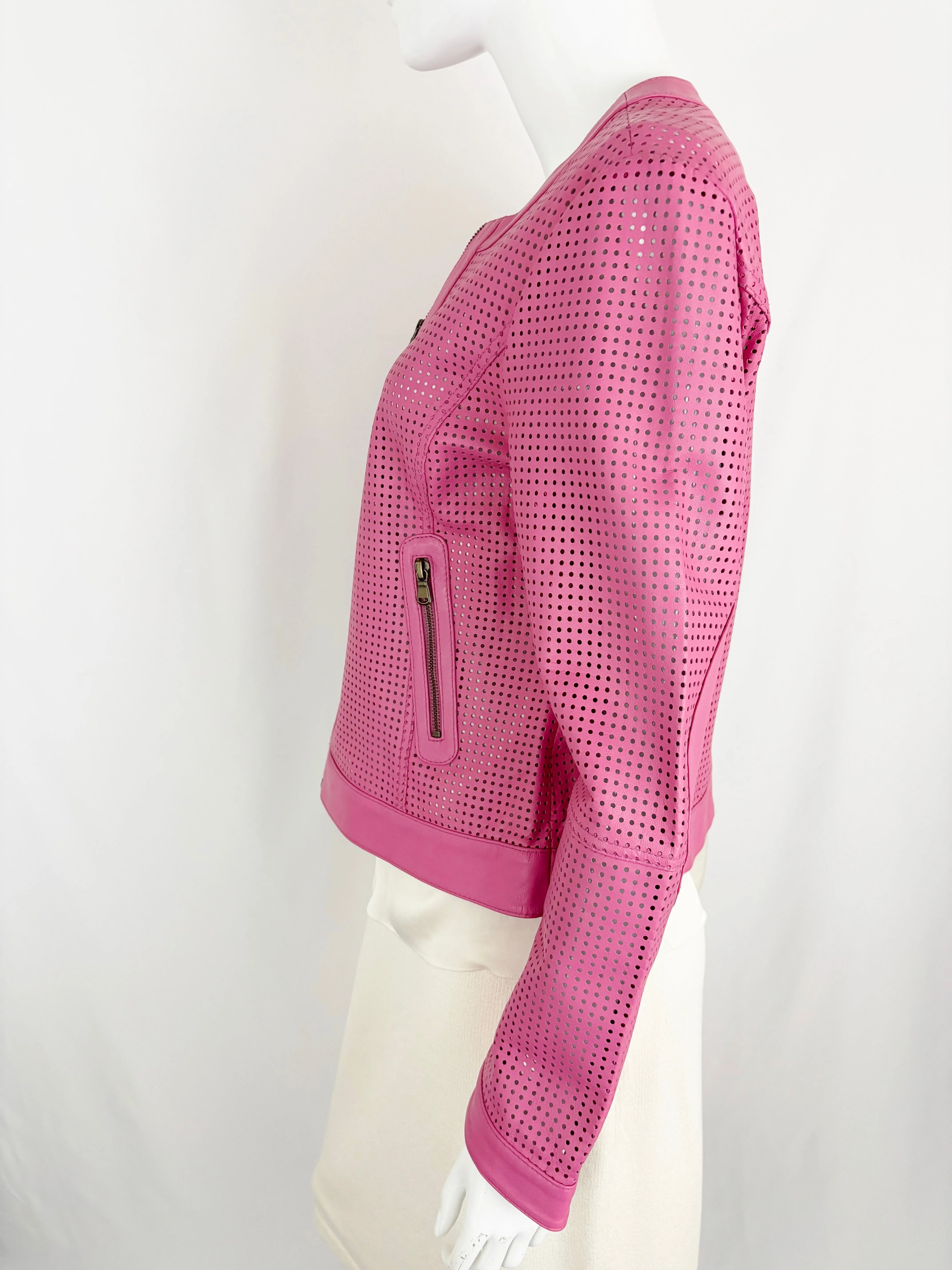 NEW Iris Setlakwe Leather Perforated Jacket Size 8