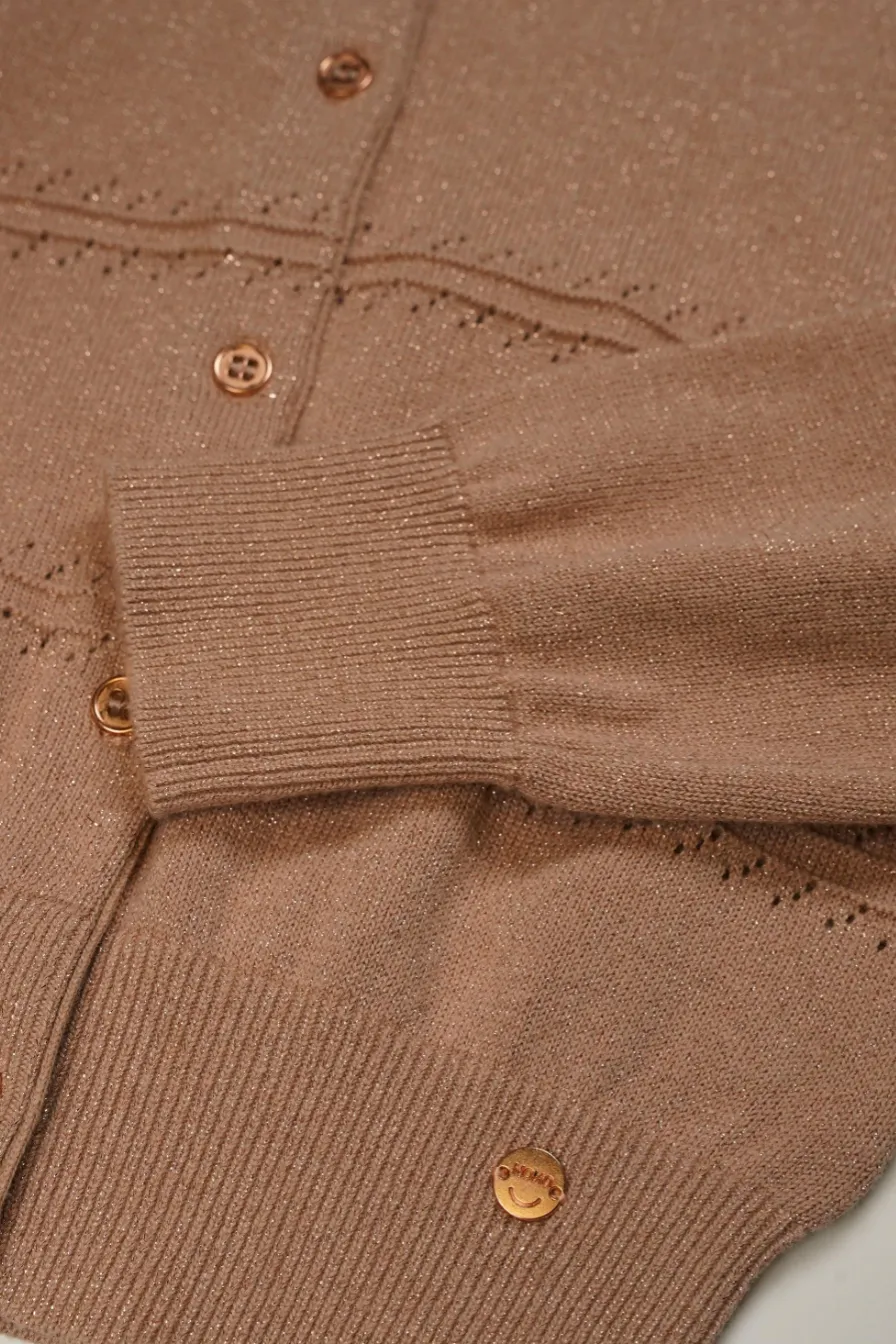 Nono Alia Lurex Cardigan Sand Blush