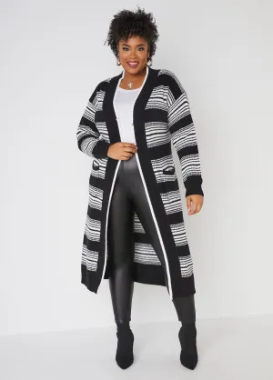 Open Front Stripe Cardigan