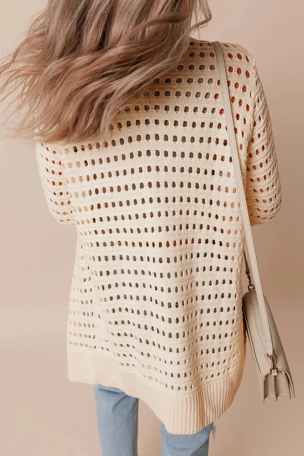 Openwork Open Front Cardigan