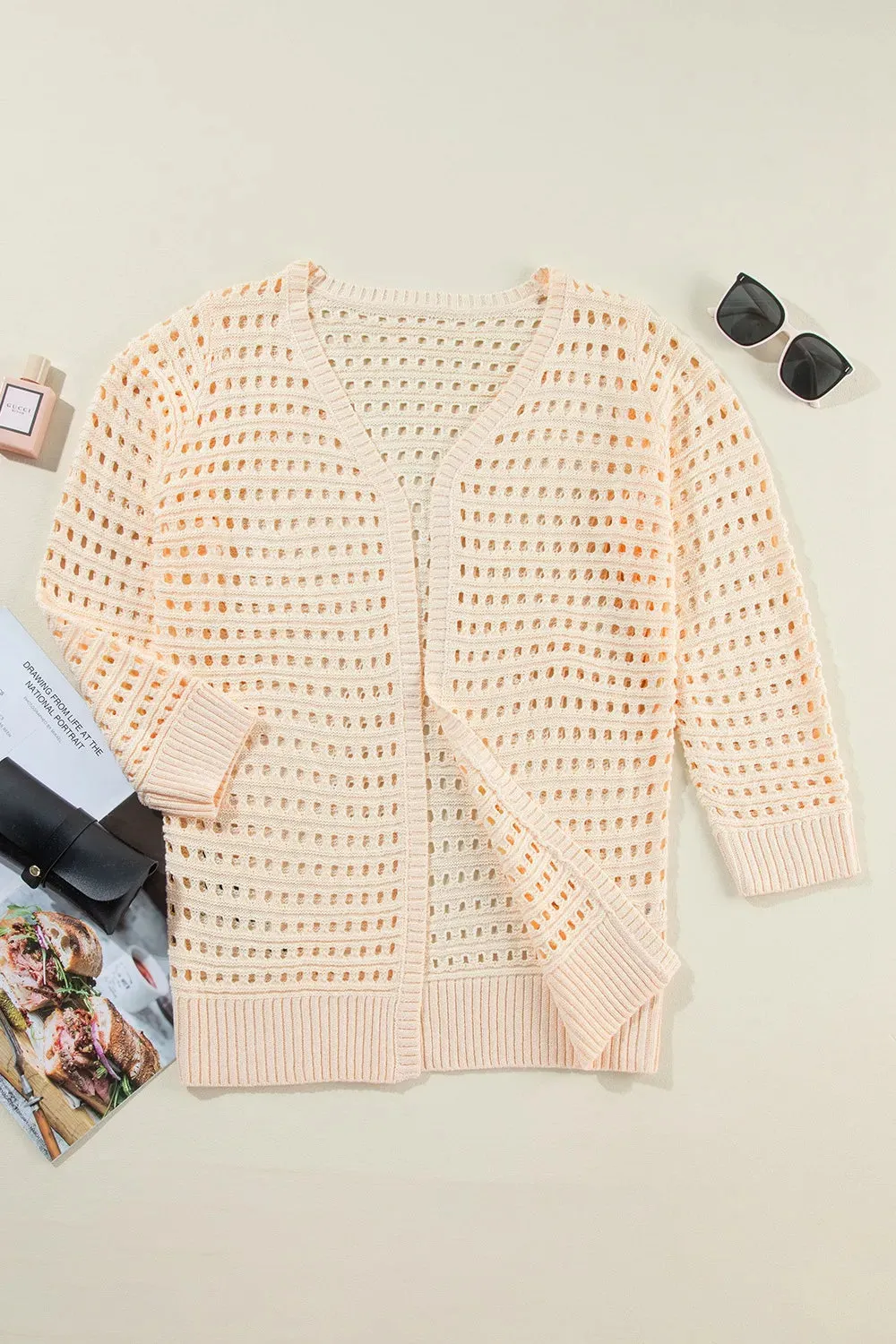 Openwork Open Front Cardigan