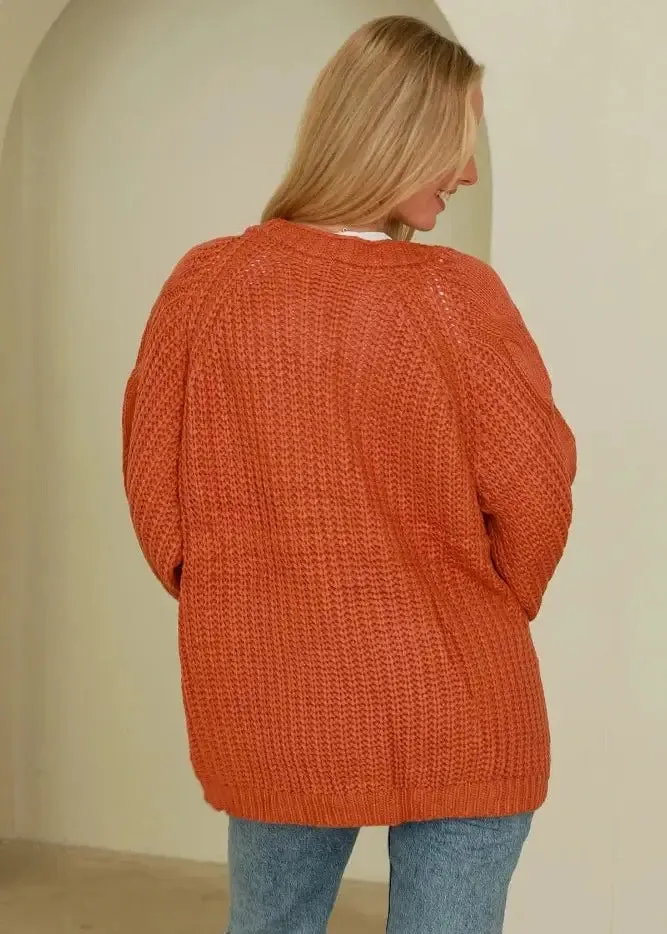 Orange Knit Cardigan