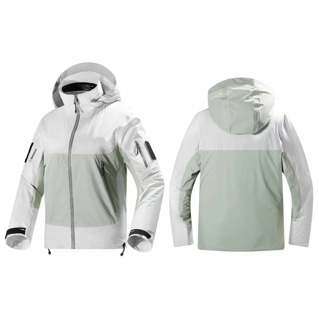 outdoor solid Seam Sealed Windbreaker With Hood unsex Interchange Jacket