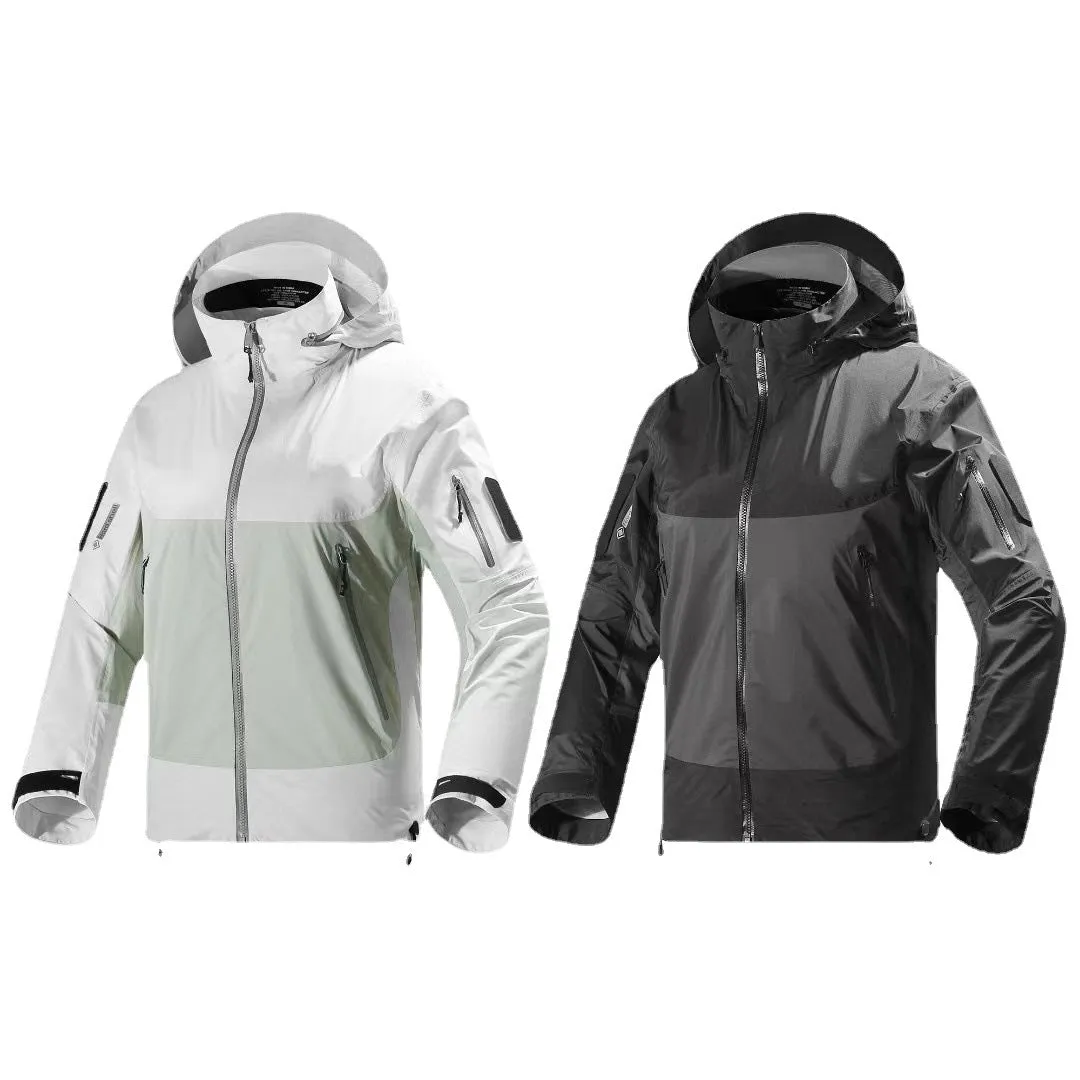 outdoor solid Seam Sealed Windbreaker With Hood unsex Interchange Jacket