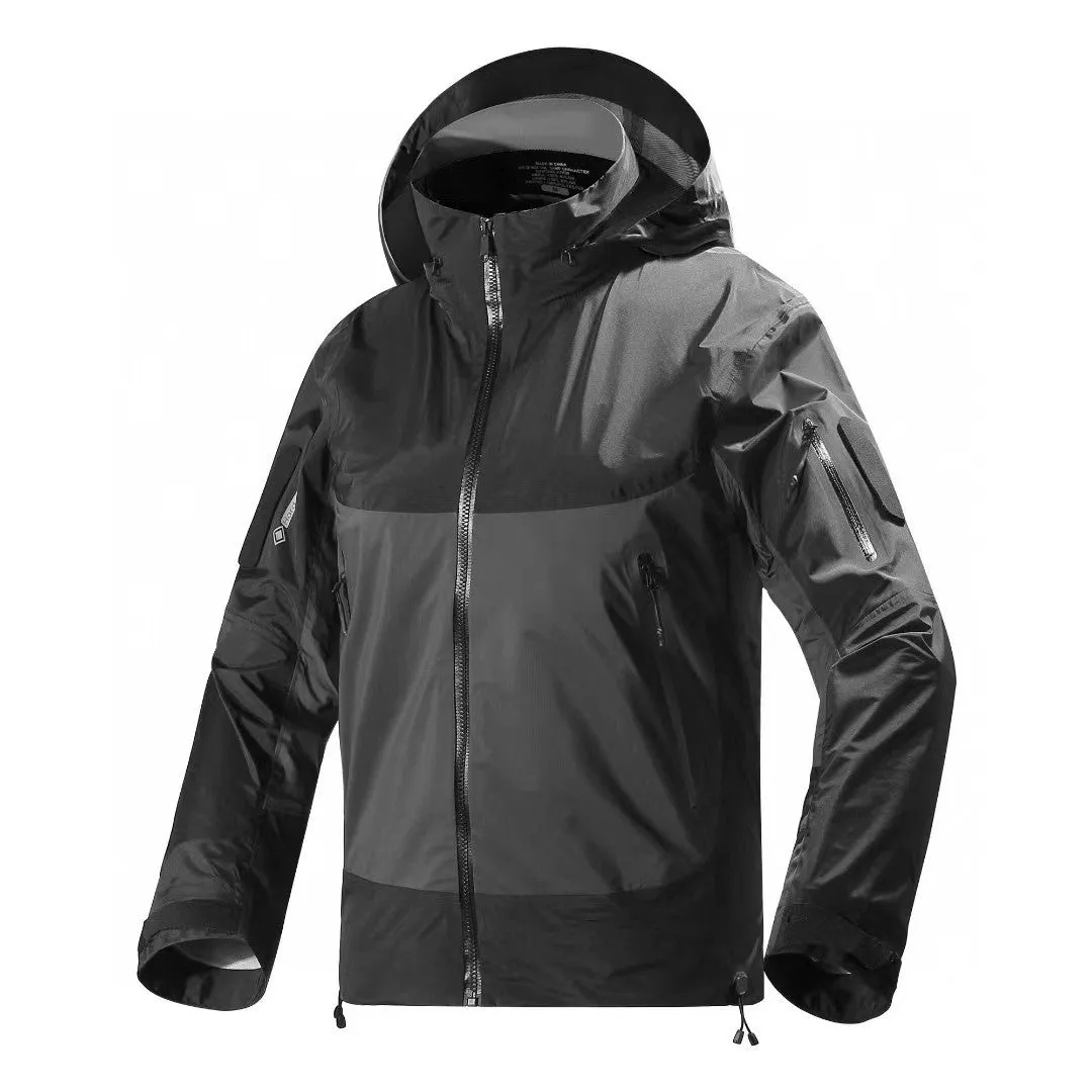 outdoor solid Seam Sealed Windbreaker With Hood unsex Interchange Jacket