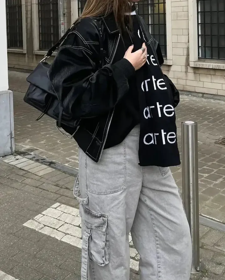 Oversized Autumn Bomber Jacket with Zip - Agnete
