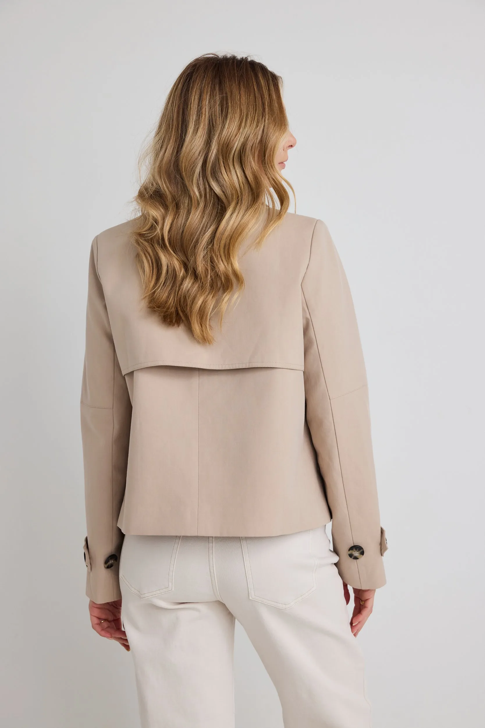 Pathway Taupe Cropped Trench Jacket - Preorder
